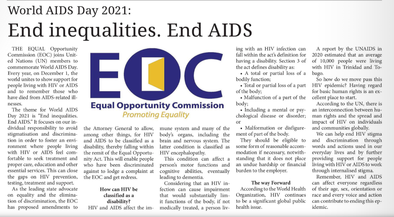 World AIDS Day 2021: End inequalities. End AIDS